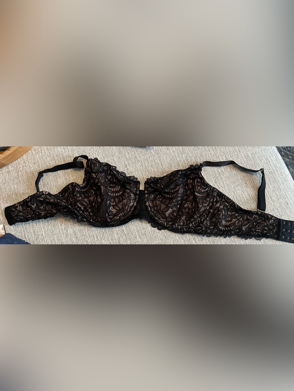 NWOT Soma Unlined Balconette Bra Black Lace- 38DDD